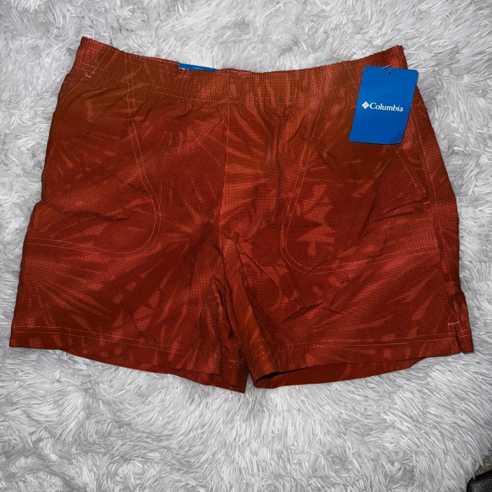 Men's NWT Columbia Burnt Orange Floral Swim Shorts - Medium - New with Tags